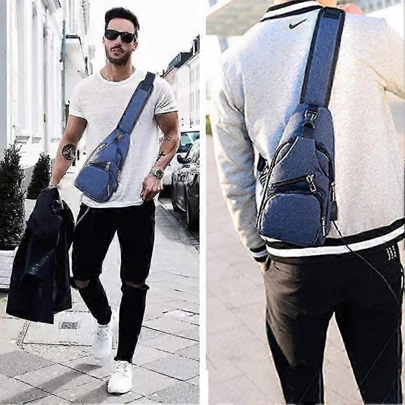 Sling Bag Chest Bag with USB Charging Port Men Women Lightweight Crossbody For Hiking,Cycling Traveling
