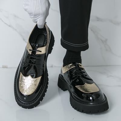 Zapatos Derby de Suela Gruesa para Hombre Bloque de Color con Cordones Banquete de Negocios Zapatos de Hombre