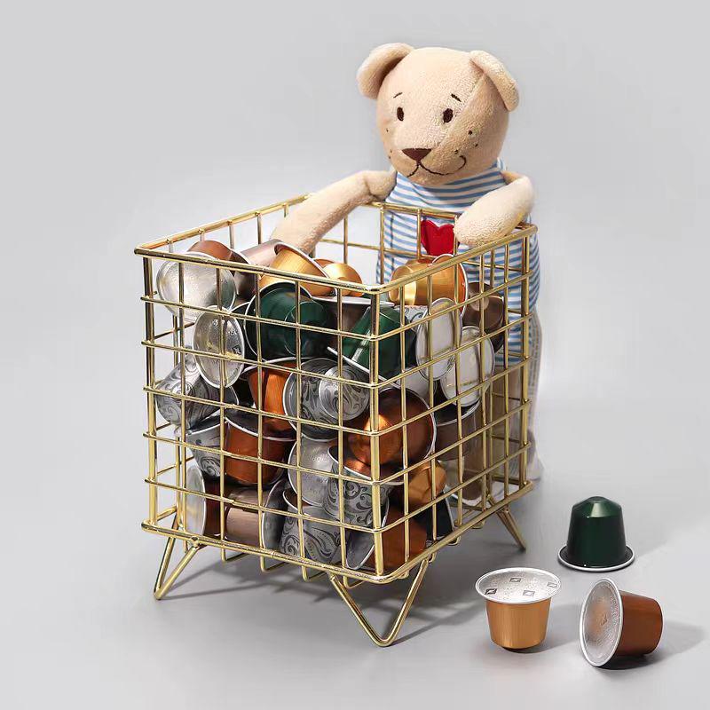 Large Capacity Wrought Iron Desktop Storage Basket for Dormitory and Cosmetics