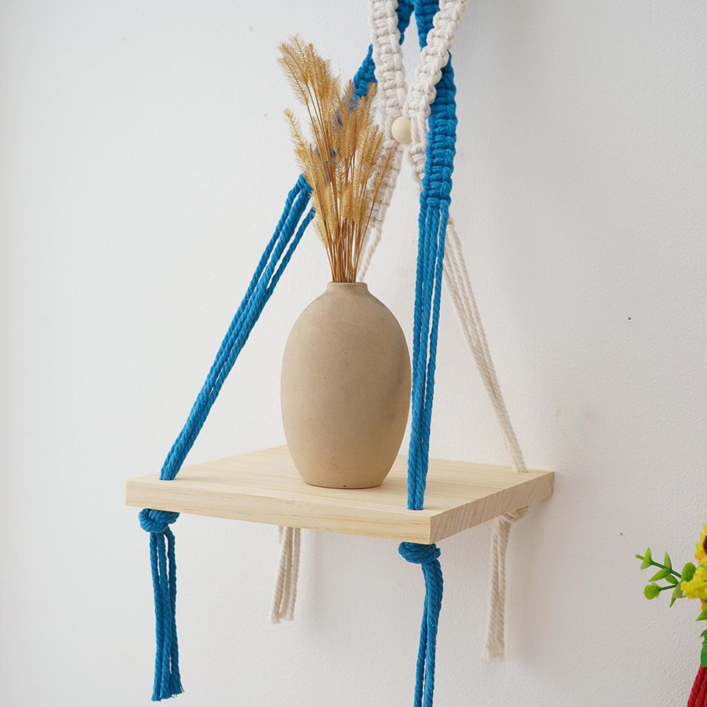 Handmade Macrames Wall Hanging Shelves Decorative Storage Rack for Plant Books and Vases Household Organization