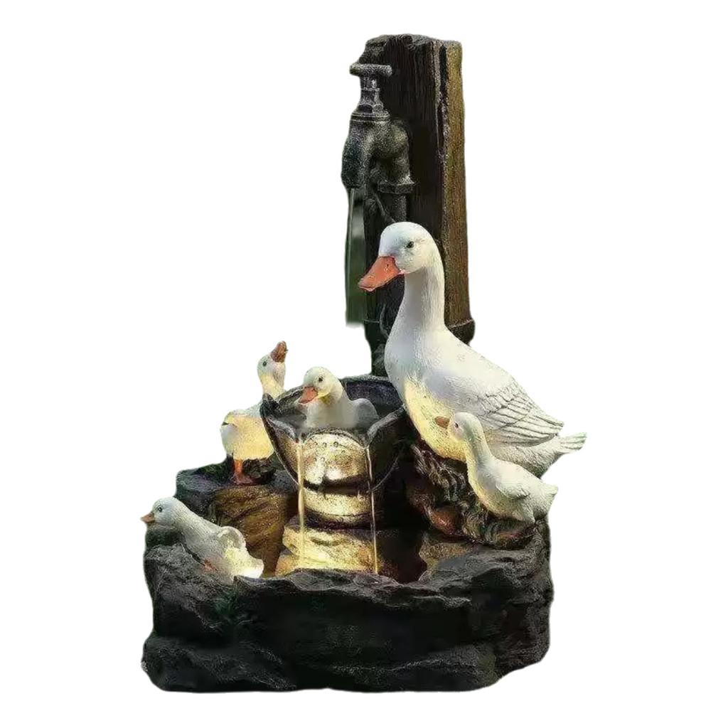 Charming Resin Squirrel And Duck Solar Fountain Garden Statue Unique Gift For All Occasions