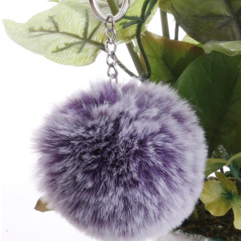 8CM Fluffy Rabbit Fur Ball Key Chain Cute Candy Colors Pompom Artificial Rabbit Fur Keychain Women Car Bag Key Ring