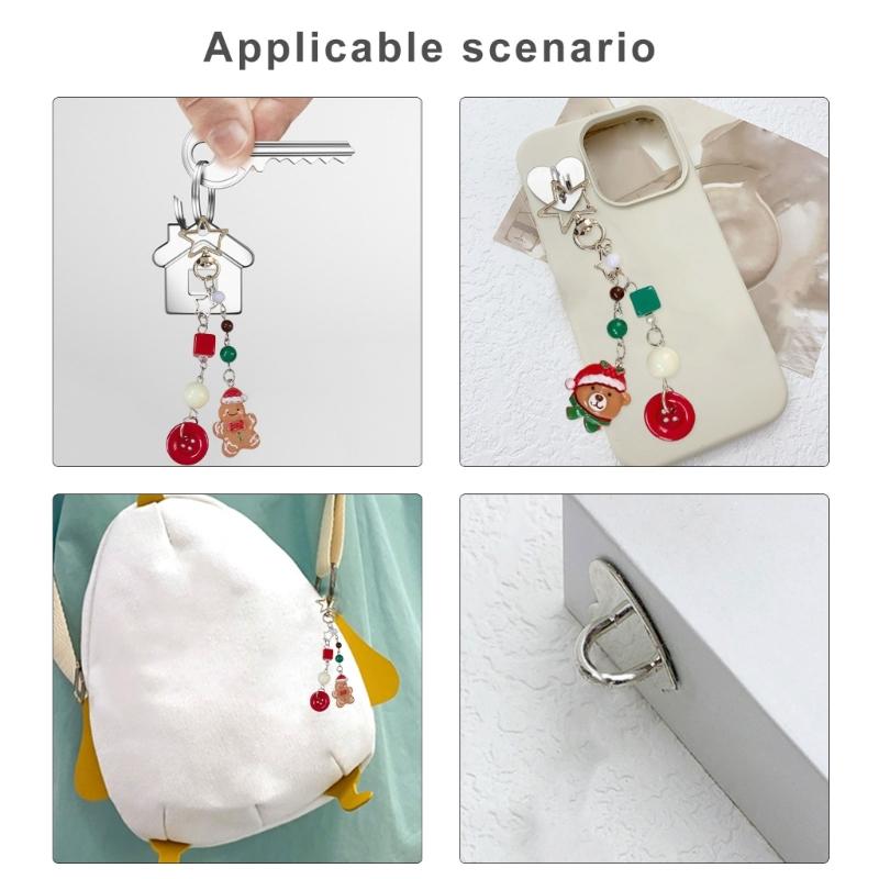 Handmade Beaded Phone Chain Camera Bag Charm Christmas Themed Pendant Keychain Stylish Women Backpack Decoration