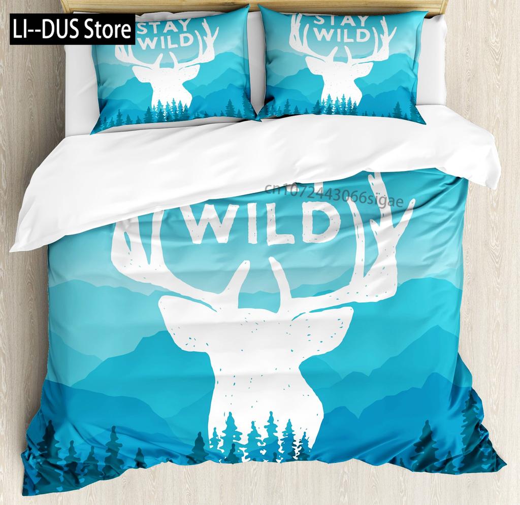 Mountains Duvet Cover Set, Decorative 3 Piece Bedding Set with 2 Pillow Shams, King Queen Full Size, Bedroom Decor Quilt Cover