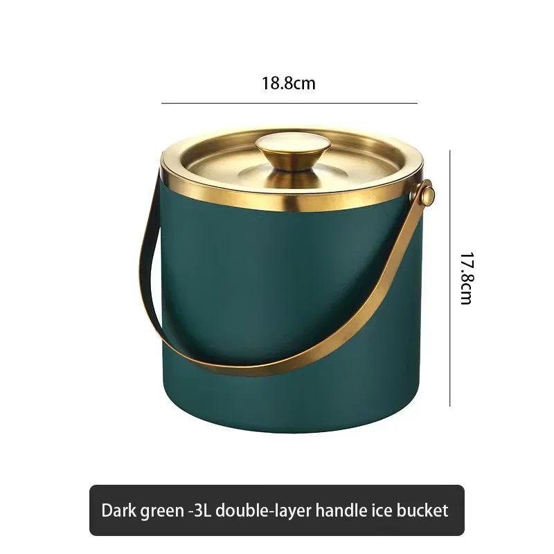 304 2L/3L Stainless Steel Ice Bucket Portable Double Wall Insulated with Lid Hotel Wine Champagne Whiskey Beverage Beer Tools