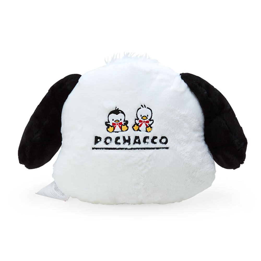 Sanrio Pochacco Face-Shaped Cushion with Red Ribbon, 35th Anniversary, Birthday Gift, 32 X 35 X 15 Cm, Character 061140