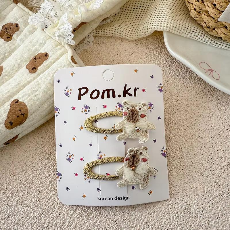 2 buc/set Agrafă de păr pentru bebeluș drăguță de desene animate pentru fetiță Brodată manual Kawaii Animal Clips laterale pentru breton pentru copil mic Accesorii de păr dulci