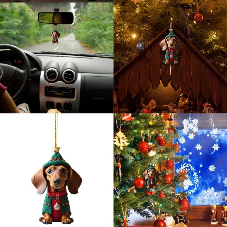 Christmas Tree Ornament Funny Dachshund Decorations for Holiday Dog Pendants