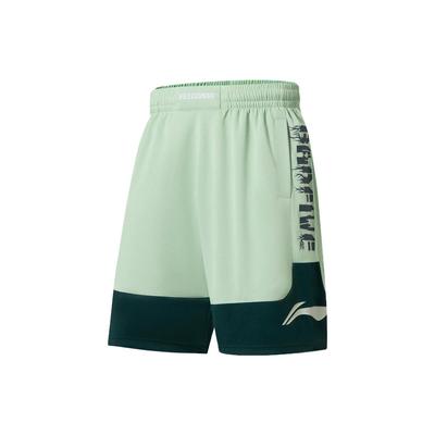 Série Anti-Cinco Ervas e Árvores Competição Logotipo de Letra Shorts de Basquete Shorts Masculinos Verde Flor Gelada Verde Pinheiro Verde Escuro AAPS031-10
