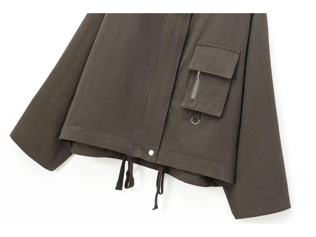 Chaqueta Retro para Mujer 2025 con Cuello de Pana y Cuero Encerado - Estilo Casual Europeo y Americano