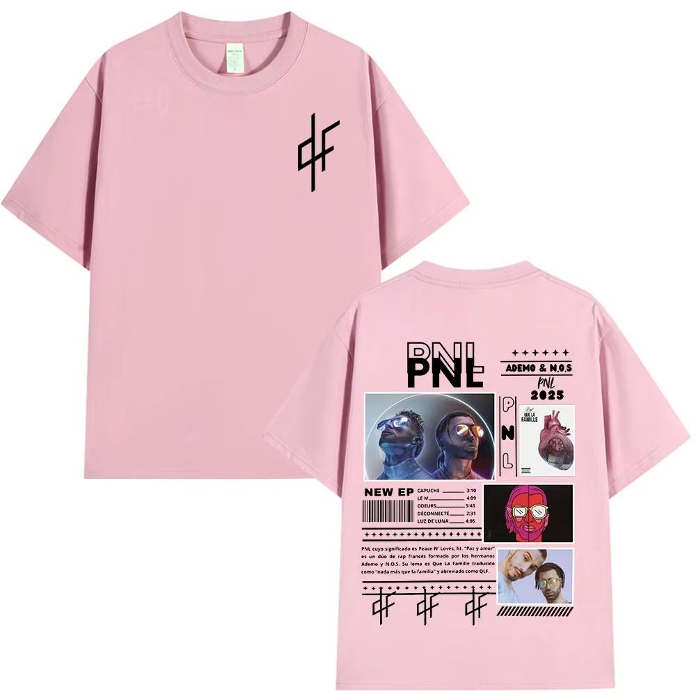 

Футболка Le Monde Chico Альбом PNL Французский рэпер Графический принт Футболка Мужская Женская Хип-хоп Мода Футболка с коротким рукавом Уличная одежда XXXXXL розовый