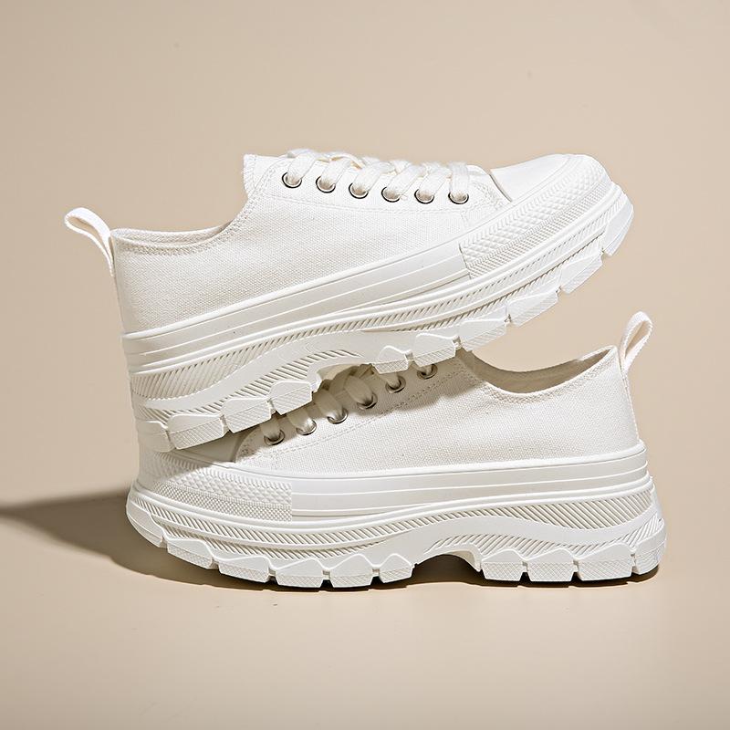 

ins trendy Korean version of canvas shoes for women s 2025 spring new breathable student board shoes heightening casual shoes for women BR301-1 35