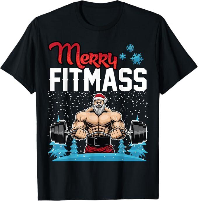 Merry Fitmass Funny Santa Bodybuilder Gym Fitness Workout Unisex T-Shirt Unisex T-Shirt M