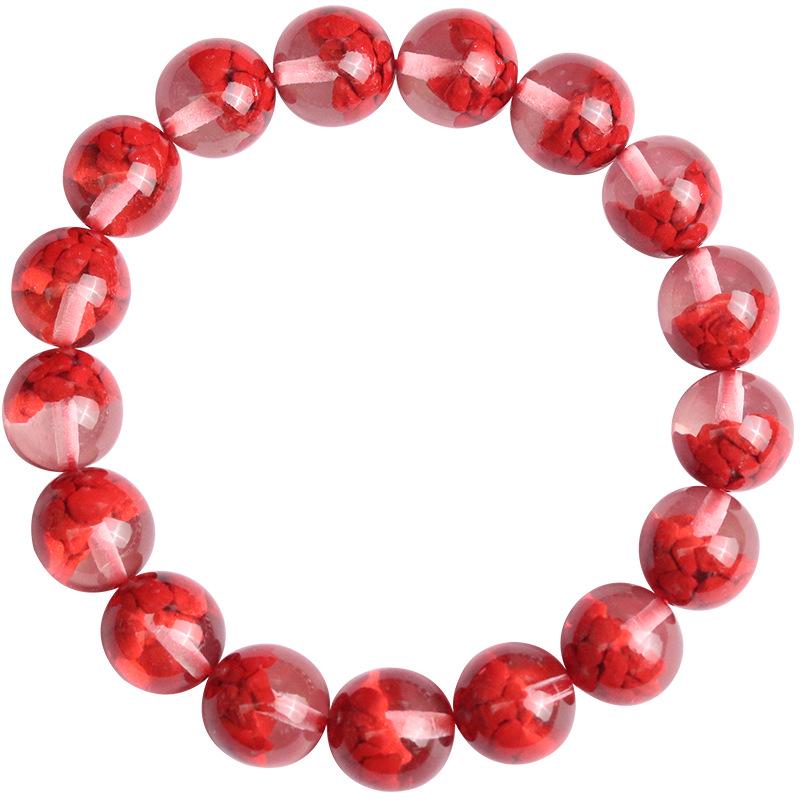 Lingxi Cinnabar & Mineral Crystal Bead Bracelet - Red Treasure Pot Design