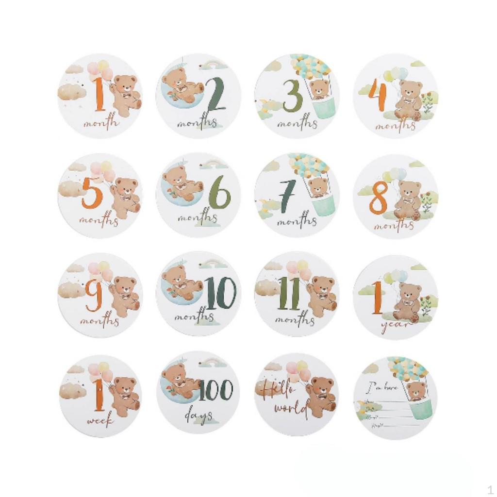 14 Pieces Infant Milestone Cards Smooth Edged Card Set with Soft Toy Gender Neutral for