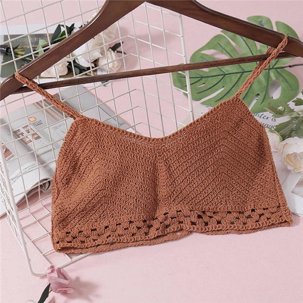 Women's Handmade Bikini Crochet Crop Tops Camisole Knitted Swimwear Tank Top