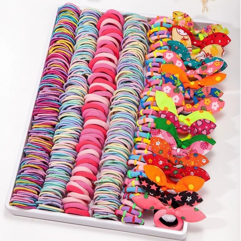 234/287/718/974pcs Elastic Rubber Butterfly Hairpins Flowers Style Kids Hair Ties Kit  Gift Giving