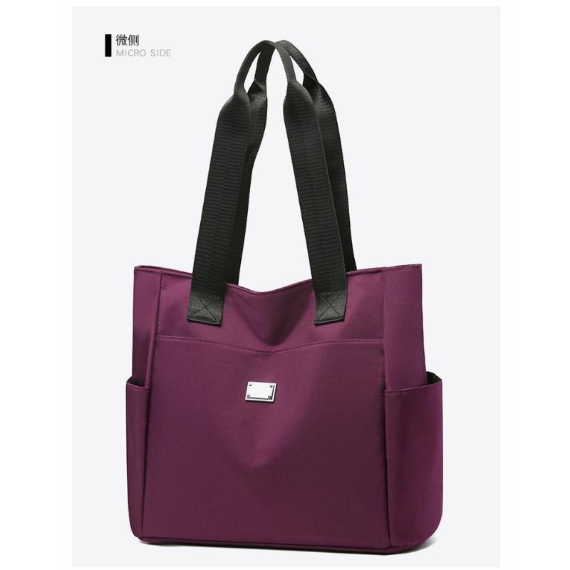 Women’s Large Capacity Tote Bag Waterproof Nylon Shoulder Handbag Casual Travel Shopping Bag Multi Pocket Lightweight Commuter Tote Purse