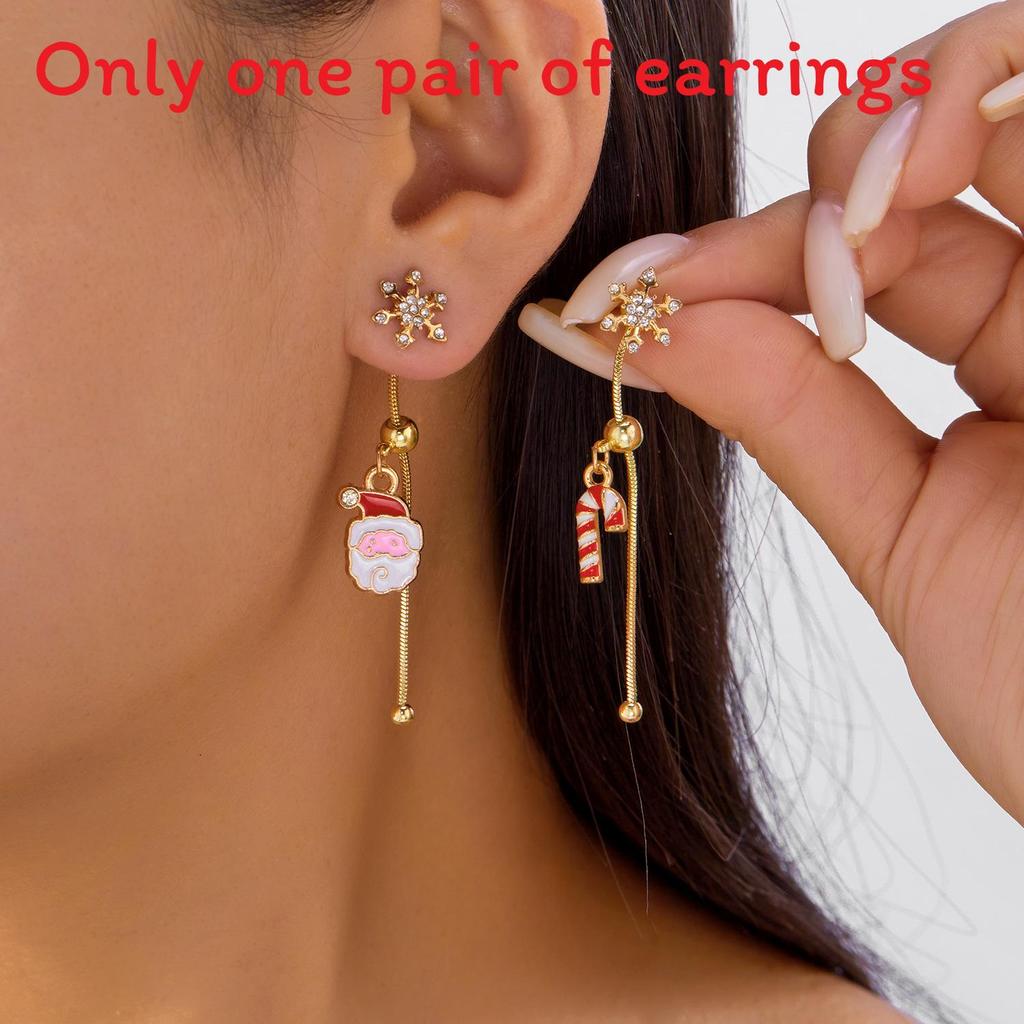 Fashion Christmas Earrings With Santa Claus And Bell Elements For Holiday Party Wear