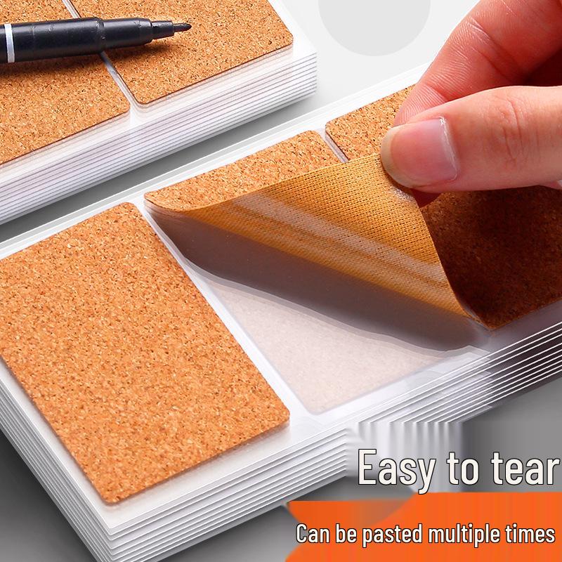 Color Cork Self-Adhesive Label Stickers for Handwritten Notes and Small Markers