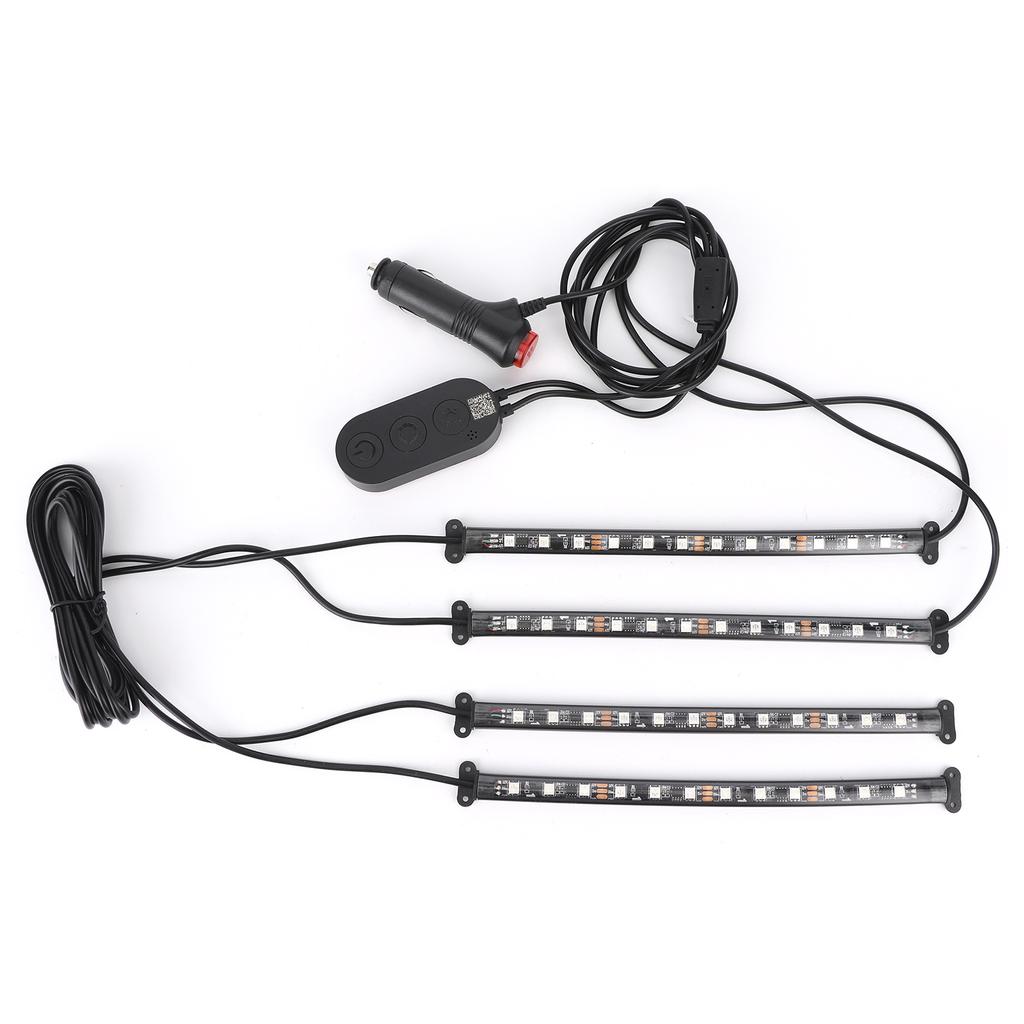 Interior Ambient Light Dynamic Decorative 4 RGB Lamp Strips Remote Control by Phone Bluetooth APP