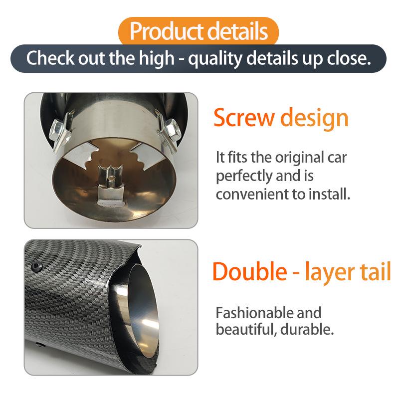 Universal Water Transfer Printed Exhaust Tailpipe, Fits 5.2-5.8CM Diameter for Car Modification