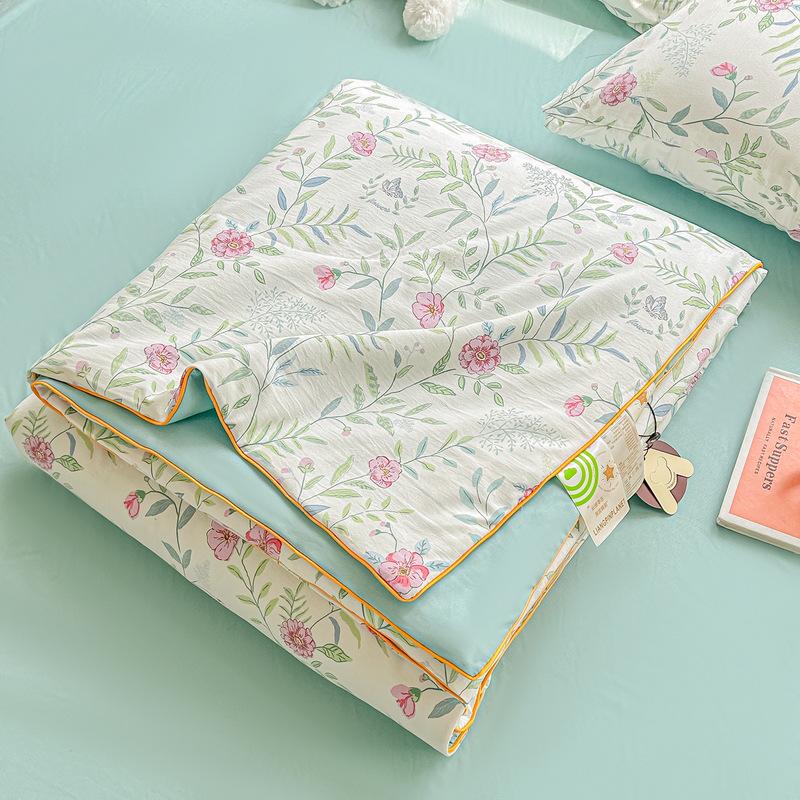 Class A Washed Cotton Soybean Fiber Gauze Quilt - Double Layer Summer Cool, Machine Washable