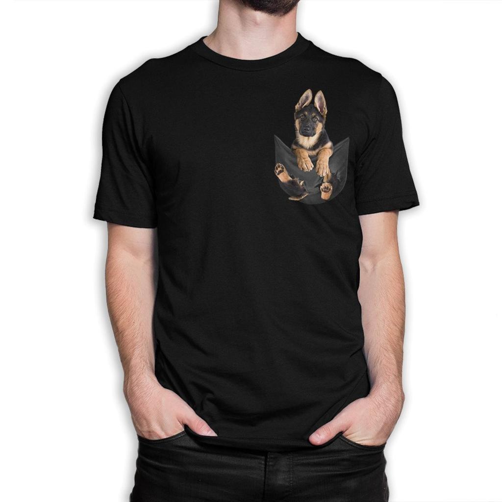 Schæferhund i en Lomme Herre T-shirt / 100% Bomuld Tee / Herre Dame Alle Størrelser (yw-168)