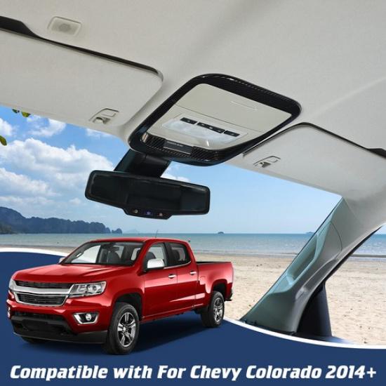 Front Reading Lamp Light Cover Trim For Chevy ColoradoCanyon 14+ Carbon Fibe