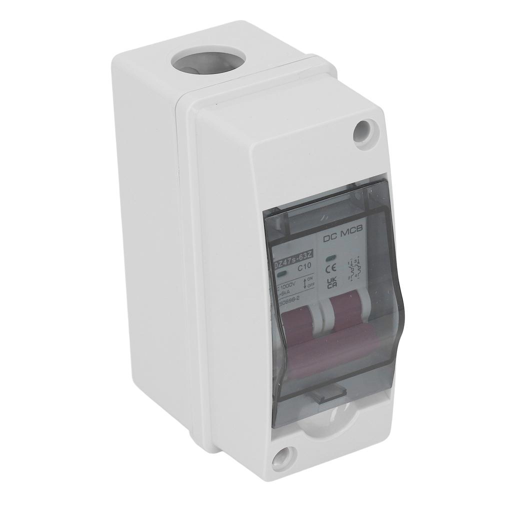 2P DC Circuit Breaker IP65 Waterproof Miniature DC Isolator Switch for Solar PV System 1000V 10A