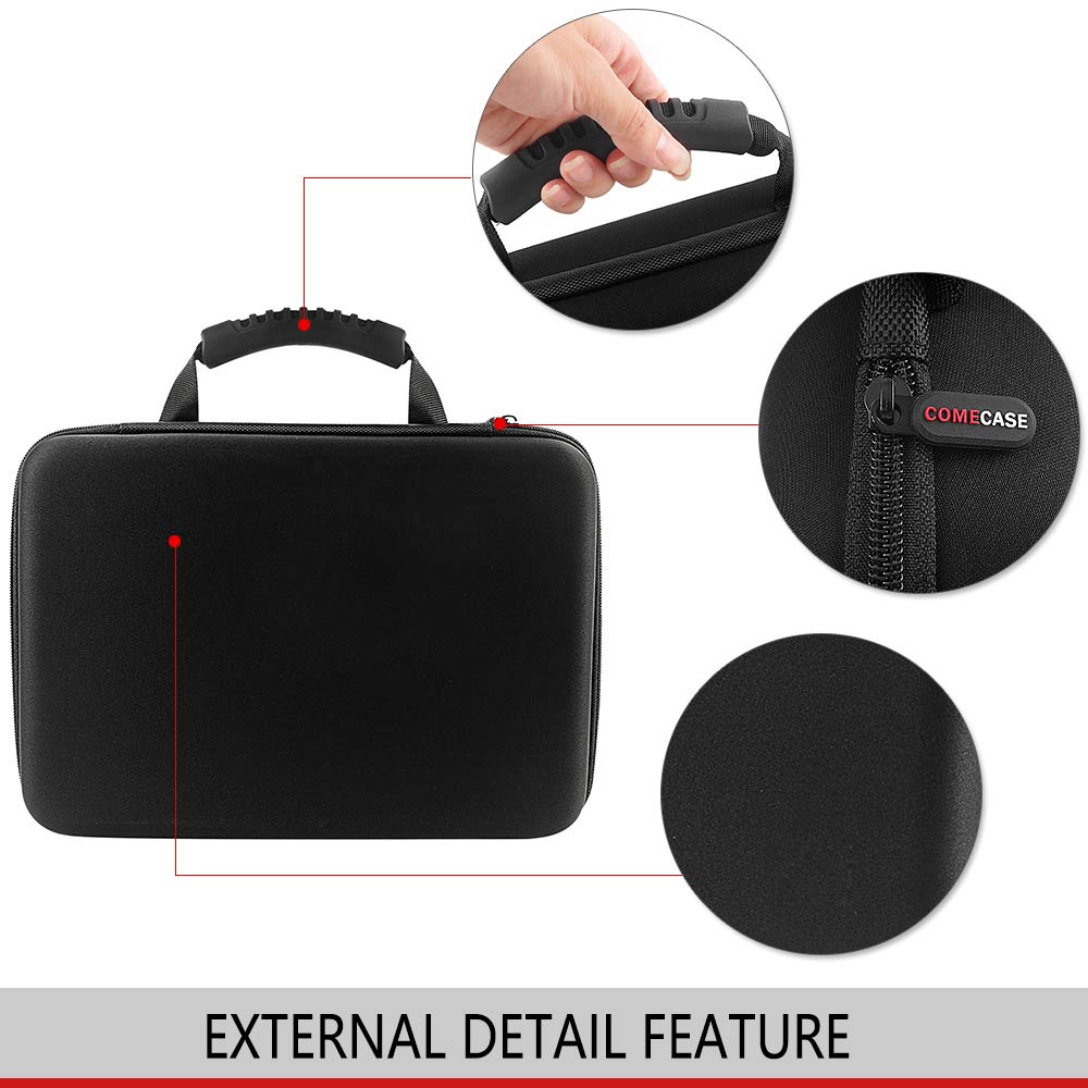 COMECASE 10-Slot Watch Box Organizer for Men, Display and Storage Case, Fits All Watches and Smartwatches Up To 42mm, with 4 Extra Pockets (Black)