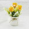 1pc Artificial Flower Potted Three Roses Small Flanged Bonsai Combination Simulated Plant Bonsai Home Decor Desktop Decoration