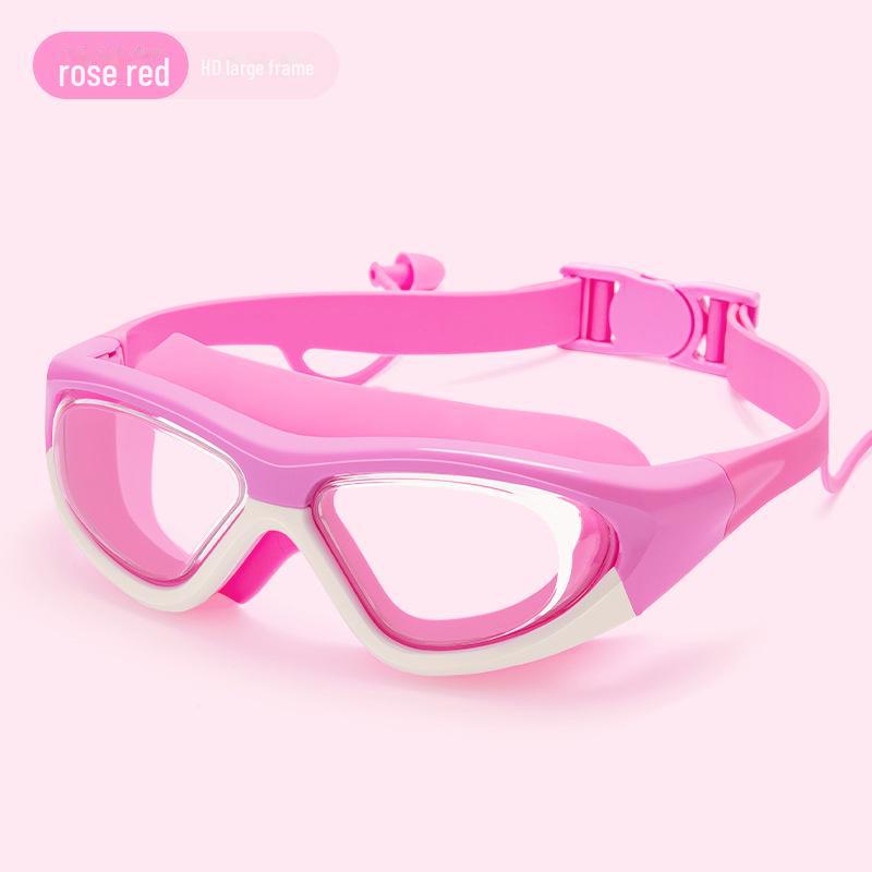 Children's Wide-Angle, Anti-Fog Swimming Goggles with Silicone Seal and Earplugs - High-Definition Waterproof Design for Boys and Girls