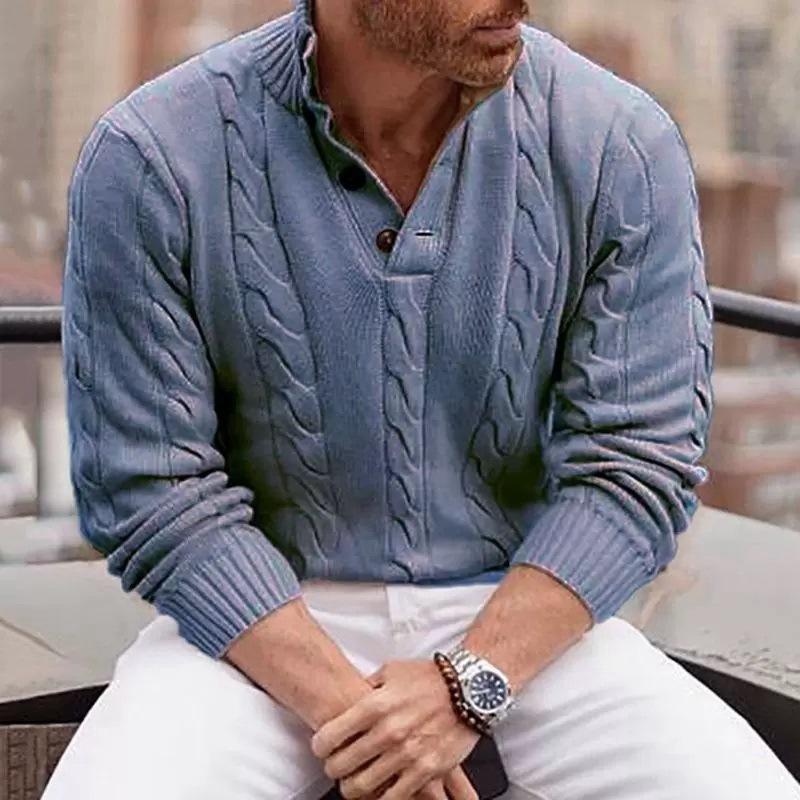 2025 Autumn/Winter New Arrival Men's Solid Color High Neck Long Sleeve Knitted Sweater
