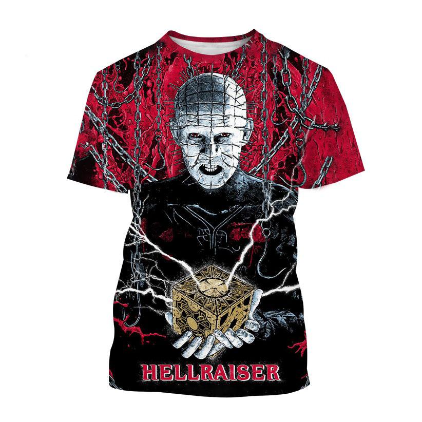 Zomer Hellraiser Horrorfilm 3D Print T-shirts Streetwear Mannen Casual Oversized Ronde Hals Korte Mouw T-shirt T-shirts Tops Kleding