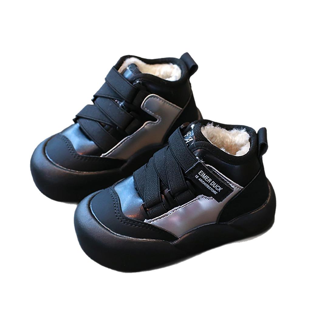 Boys' Snow Boots Winter New Style Children's Fleece-Lined Warm Cotton Shoes for Older Kids Waterproof and Non-Slip Large Cotton Boots