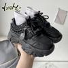 2024 Neue Damen Chunky Sneakers Mode Atmungsaktiv Lässig Bequem Damen Vulkanisierte Schuhe Kettenaccessoires Frühling Herbst