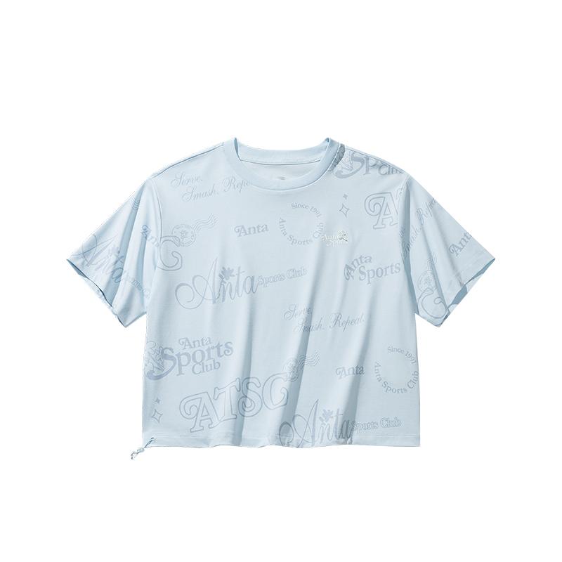 Anta Fashion Letter Print Round Neck Casual Short Sleeve T-Shirt Women tops 162628112-2 S