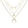 C148 Fashion Trend New Street Style Five-Pointed Star Full Diamond Moon Pendant Women's Multi-Layer Necklace