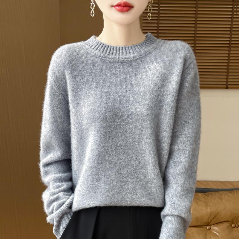Women's Cashmere Sweater Qinghe Cashmere 30% Cashmere 70% Wool Autumn and Winter Pullover Warm and Fashionable