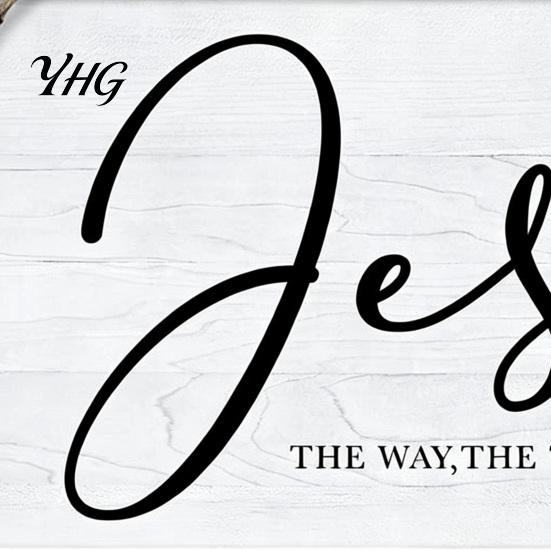 Wooden Plaque for Wall Art Rustic Hanging Sign with Hemp Rope, 12 x 6 Inch Retro Decorative Minimalist Church Jesus Plaque, Decoration Farmhouse