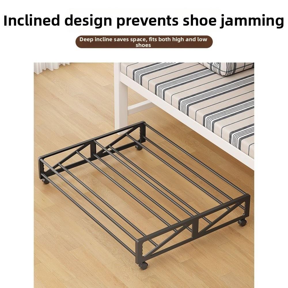 Simple Movable Shoe Storage With Wheels Pull-Out Shoe Rack Hidden Under-Bed Shoe Rack Home