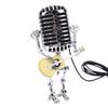Yellow Guitar Microphone Desk Lamp USB Powered Vintage Microphone Guitar Robot Lamp for Music Lovers