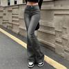 Jean Évasé Taille Haute Femme Extensible Bootcut Pantalon en Denim Femmes Couleur Unie Fin Bas Cloche