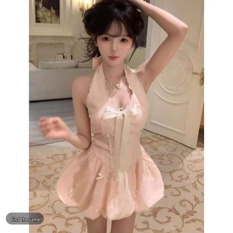 2025 Korean Spring Princess Style Slim Fit Puffy Dress Cardigan