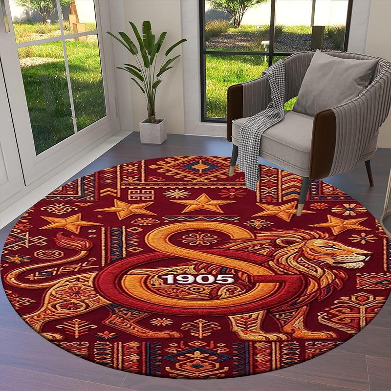 Galatasaray S Round Area Rug,Carpet Rug for Living Room Bedroom Sofa Playroom Decor,Non-slip Floor Mat