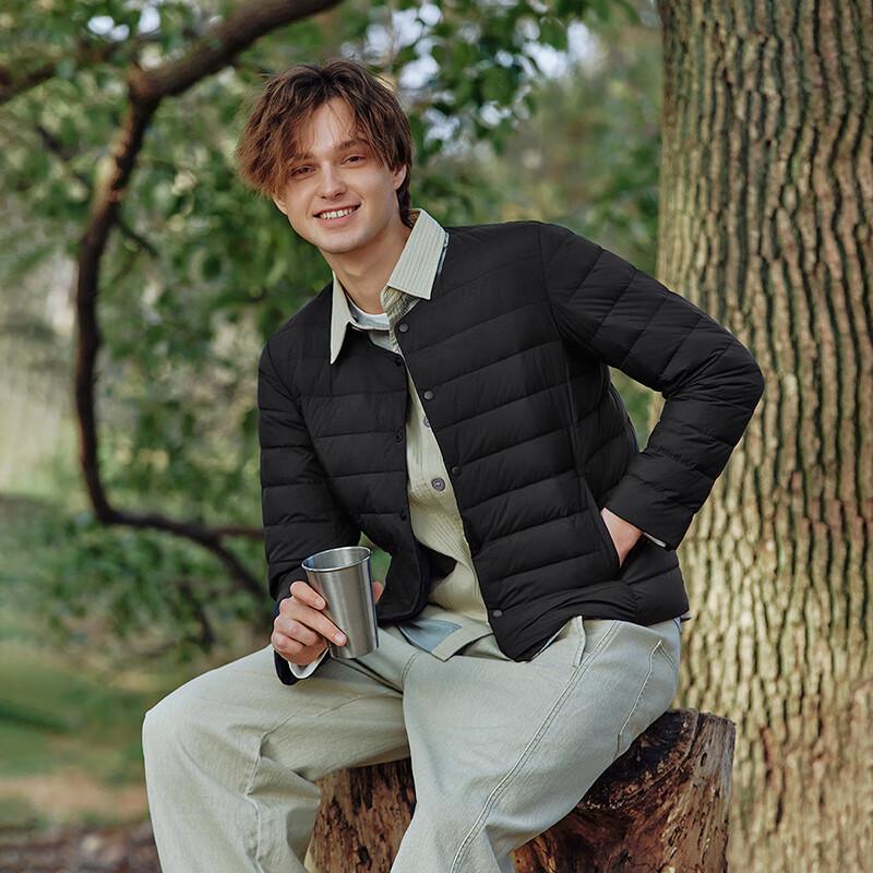 Tanboer Men's Lightweight Collarless Short Down Jacket