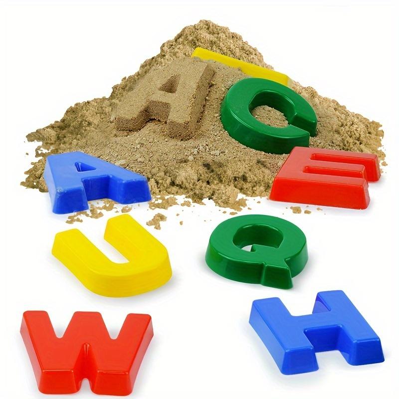 ABC Lernen Alphabet Sandform Großbuchstaben Strandspielzeug Spielset für Kinder Kleinkinder Zuordnungsspiel Farbsortierung Montessori-Spielzeug