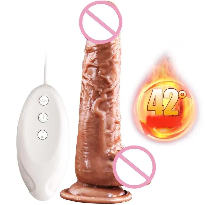 Soft Long  Realistic Big Dildo Vibrator Penis Telescopic Swing Heating Silicone Dildos Female Remote Control Vibrators for Women