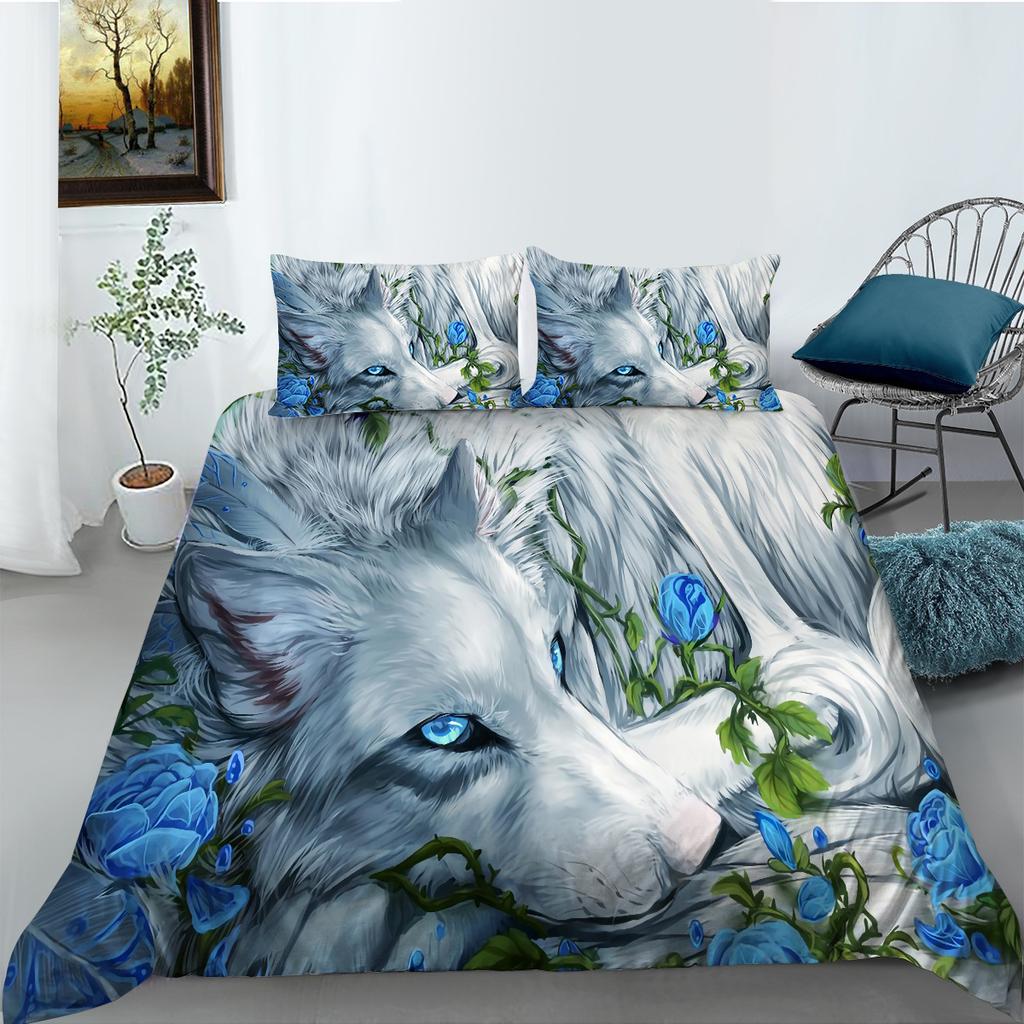 Pattern Wolf 3D Digital Printing Bedding Two Three Piece Set Polyester